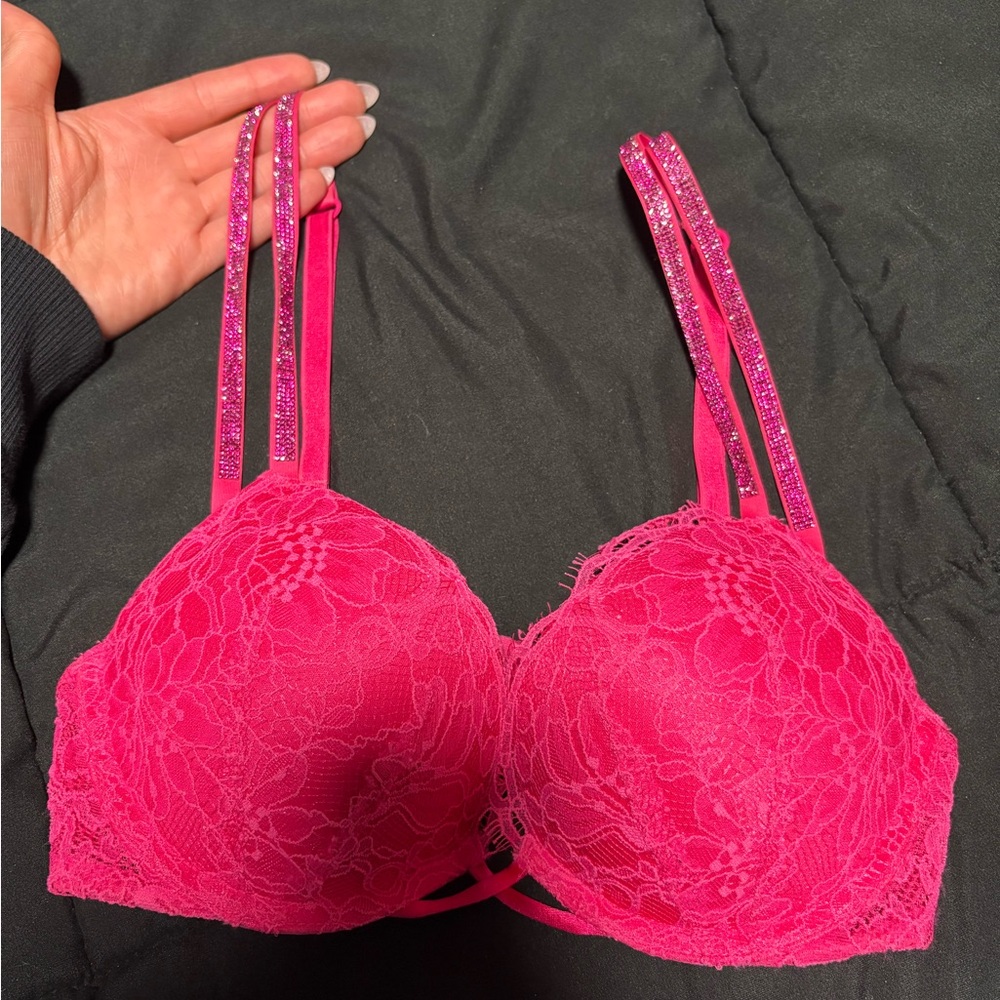 Victoria's Secret Hot Pink Lace Bra
